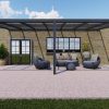 Benelux Veranda  6,50 mt x  3,50 mt – Zwart – Opal Polycarbonate - inclusief montage